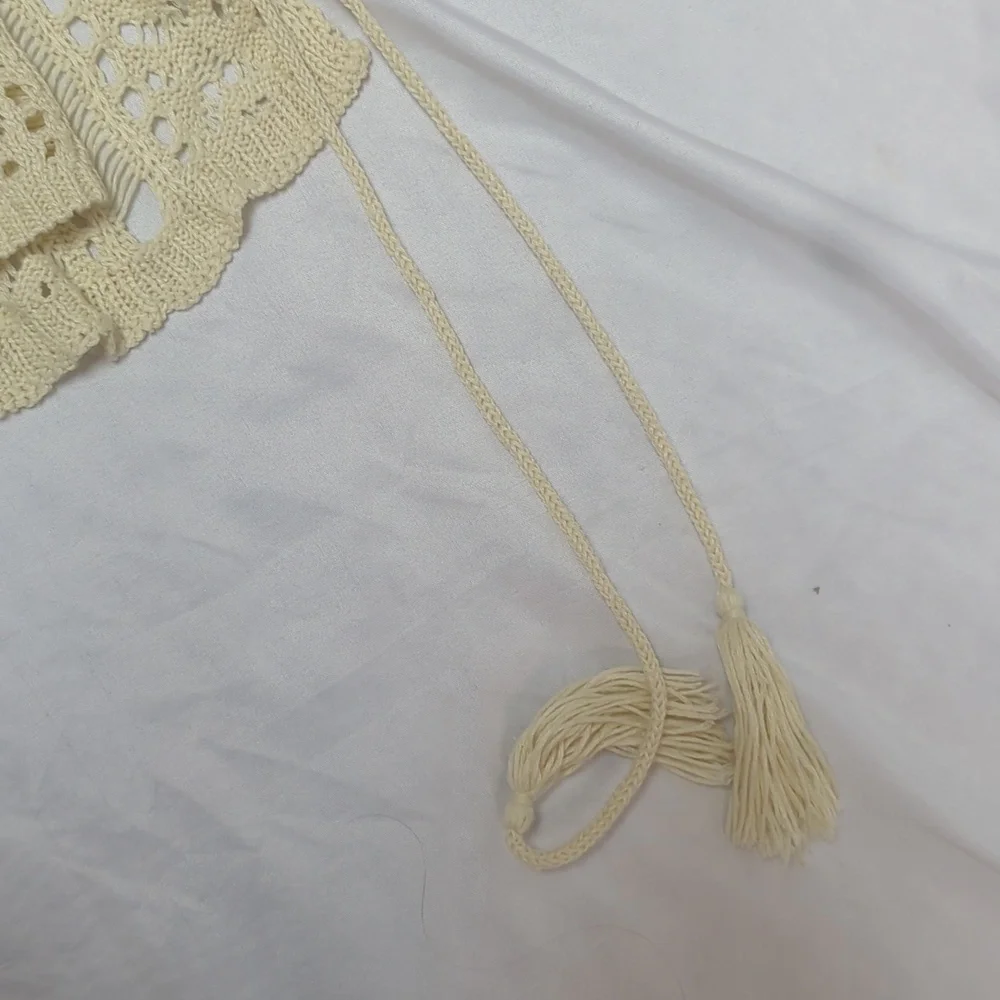 Cream Crochet Oversized Beach Swim Pool Coastal Cowgirl Poncho Cover Up